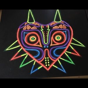 Majora’s Mask 11x14inch glow neon acrylic painting